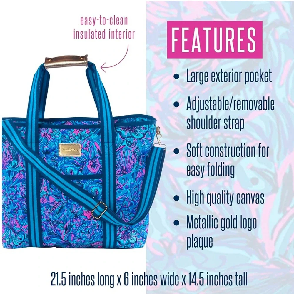 MOVING SALE: Lilly Pulitzer Blue and Pink Cooler Bag - Picture 2 of 13